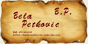 Bela Petković vizit kartica